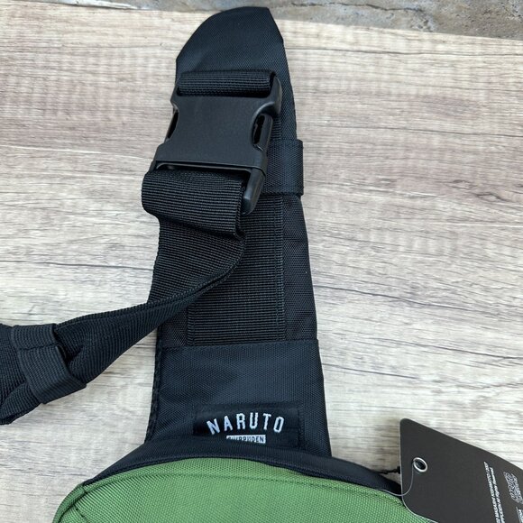 Bioworld Naruto Shippuden Sling Bag Black Green Unisex Hot Topic Zip Pockets NWT - Picture 3 of 14